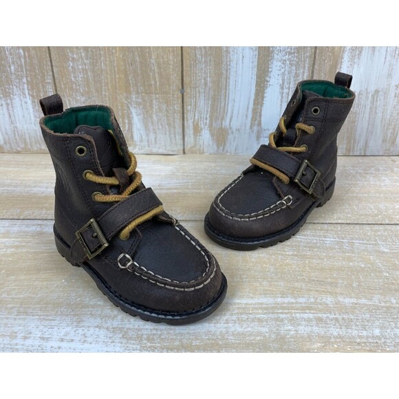 Polo Ralph Lauren Boys Brown Ranger Leather Boots New Size 7